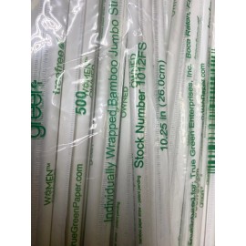 Green 2 Bamboo Straws 500 Count Individual Wrapped Eco-Friendly Straws