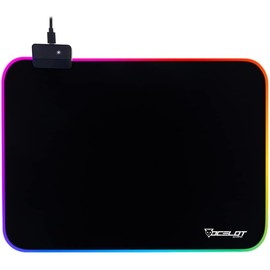 Mouse Pad Ocelot Gaming OMP01. Fabricación en Tela con Recubrimiento antiderrapante, Iluminación RGB con Software Integrado. Conexión USB para