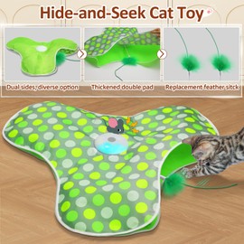 Sofolor Interactive Cat Toy, Automatic Cat Toys for Indoor Cats, Hide and Seek Cat Toy with Motion Activated, Moving Feather, Chirping, USB Rechargeable