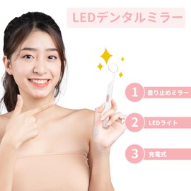 Watles デンタルミラー 歯科用ミラー 曇り止めミラー 充電式 LEDライト 歯鏡 家庭用 自宅 (ピンク)