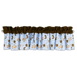 Trend Lab Cowboy - Cenefa para Ventana de bebé, Cuerpo con Estampado de Vaquero, Borde Superior sólido, Bolsillo para Barra, Azul, café, Naranja y Blanco, 82 x 15 Pulgadas