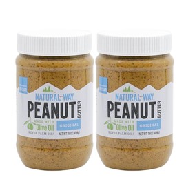 Natural Way Peanut Butter, Original, (2) 16 Ounce Jars - Made with Olive Oil, No Hydrogenated Oils, Non-GMO, Gluten Free