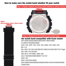 Abanen Elastic Nylon Watch Bands for Casio gshock DW-5600/8900, Stretchy Strap with with Lightweight Plastic Connector for Casio GA-100/GW-B5600/GB-5600 /GW-6900 (Black)