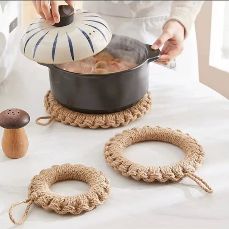 Pot Pad, Pot Trivet, Straw Trivet, Stylish, Heat Resistant, Includes