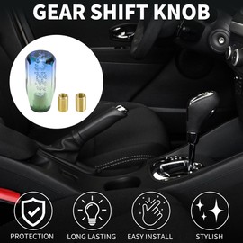 TUCKBOLD Car Gear Knob 10 cm Front Gear Knob Universal for Automatic and Shift Vehicles Acrylic Blue White with 2 Adapters 1 Set