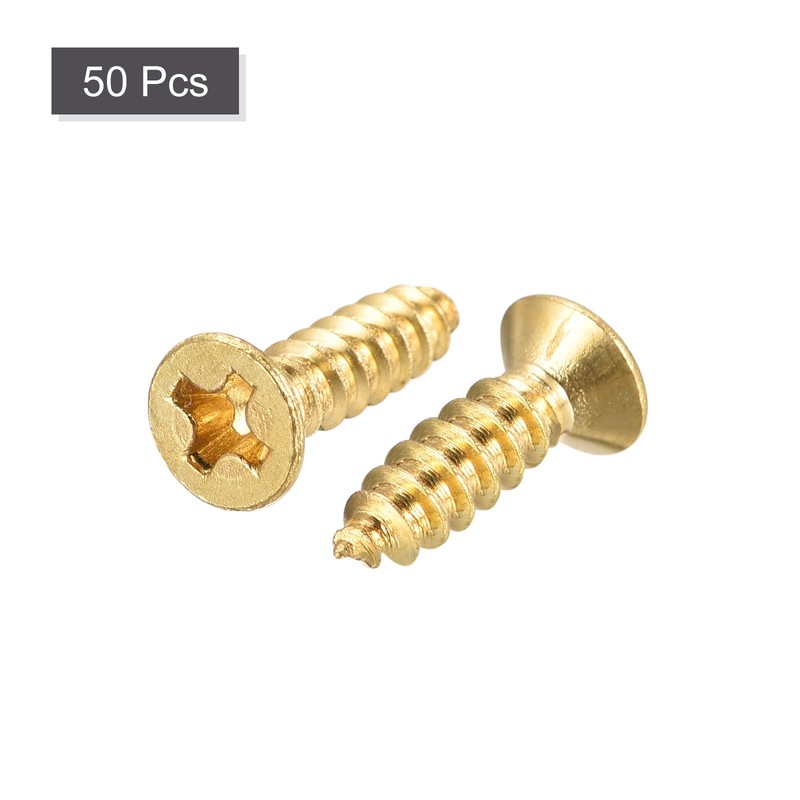 uxcell Brass Wood Screws, M3x12mm Phillips Flat Head Self Tapping
