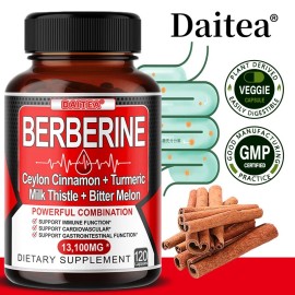 Daitea Berberine Capsules - Cardiovascular Health - Nutrient Absorption - 120 Capsules