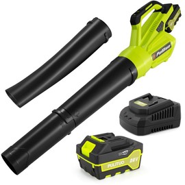 PULITUO Cordless Leaf Blower with 4.0Ah Battery and Charger Lightweight for Lawn Patio Yard Garden Dust:_400CFM Airflow( 1 Battery)