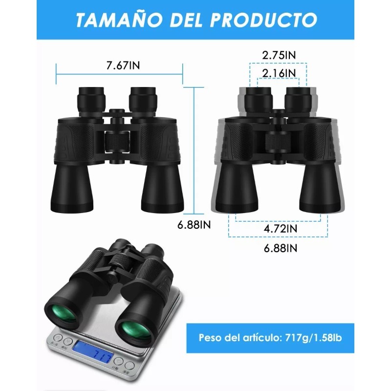 Lostrain 20x50 Hd Binoculares Profesional Bak4 Prisma Fmc Lente