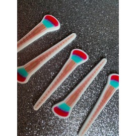 5pc. Teal and Gold Makeup Brush Resin Planar Flatback, Makeup Cabochon, Bow