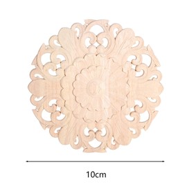 MUXSAM Wood Carved Onlays Appliques, Round Rosette Woodcarvings Center Decals for Closet Door Cabinet Drawer Wall Ceilling Dresser Wardrobe Crafts Decor(2-Pack, 10cm/3.9")