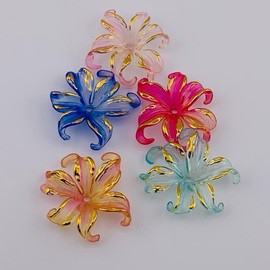 Unique style acrylic 5Pk Mix color for Beadable Pens - Perfect for Office Stationery:_Clear Flower