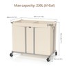Hodonas 230L Rolling Laundry Hamper, 2-Section Laundry Basket with Wheels,