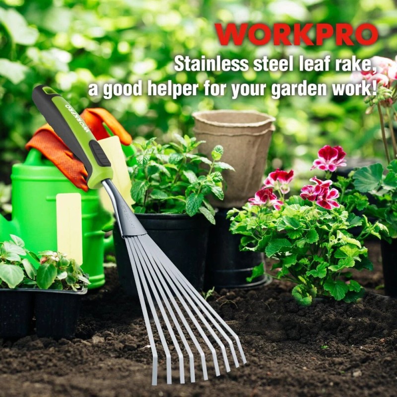 WORKPRO 16" Hand Rake Heavy Duty Stainless Steel Garden Rake