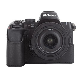 MUZIRI KINOKOO Case Compatible for Nikon Z50 II Digital Camera, Retro Style Premium Genuine Leather Z50 II Half Case Protective Cover - with Opening Bottom and Hand Grip Design - Black