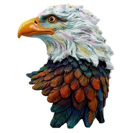 Ebros Gift Wild and Free Colorful Patriotic American Bald Eagle Bust Figurine Multi Color Spirit Rainbow Hand Painted Wings of Glory Sculpture