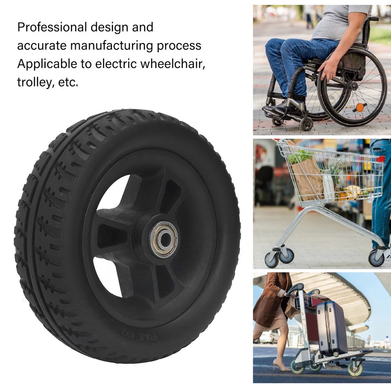 6in Wheelchair Wheel PU Non Slip Wear Resistant Strong Bearing