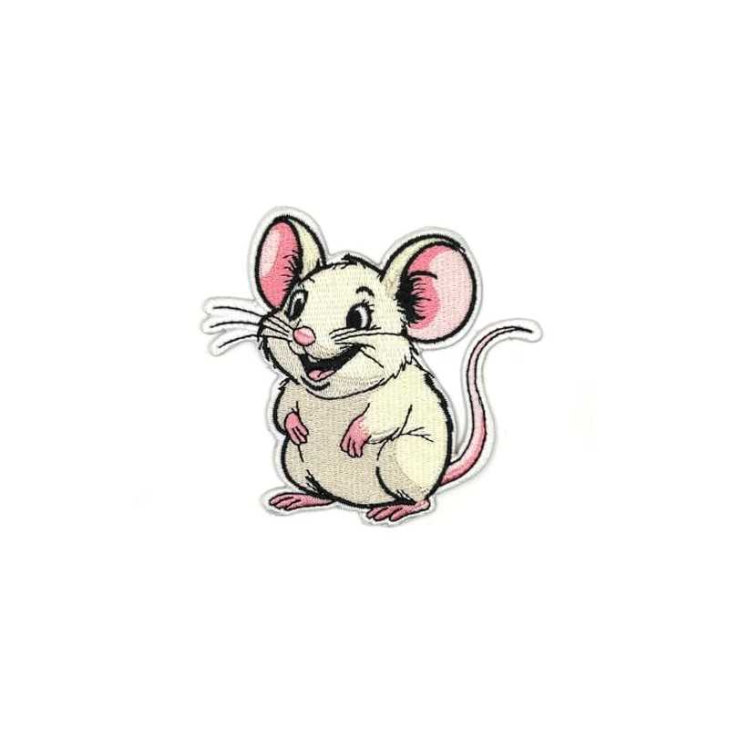 Mouse Patch – Embroidered Animal Applique for Jackets, Bags, Hats