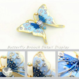 Brooches For Women, la luen Enamel Butterfly Brooch Pin for Women Rhinestone Crystal Butterfly Brooch Lapel Pin Clothing Hat Bag Accessories for Christmas Valentine's Day Birthday Gift(Colorful-Butterfly)