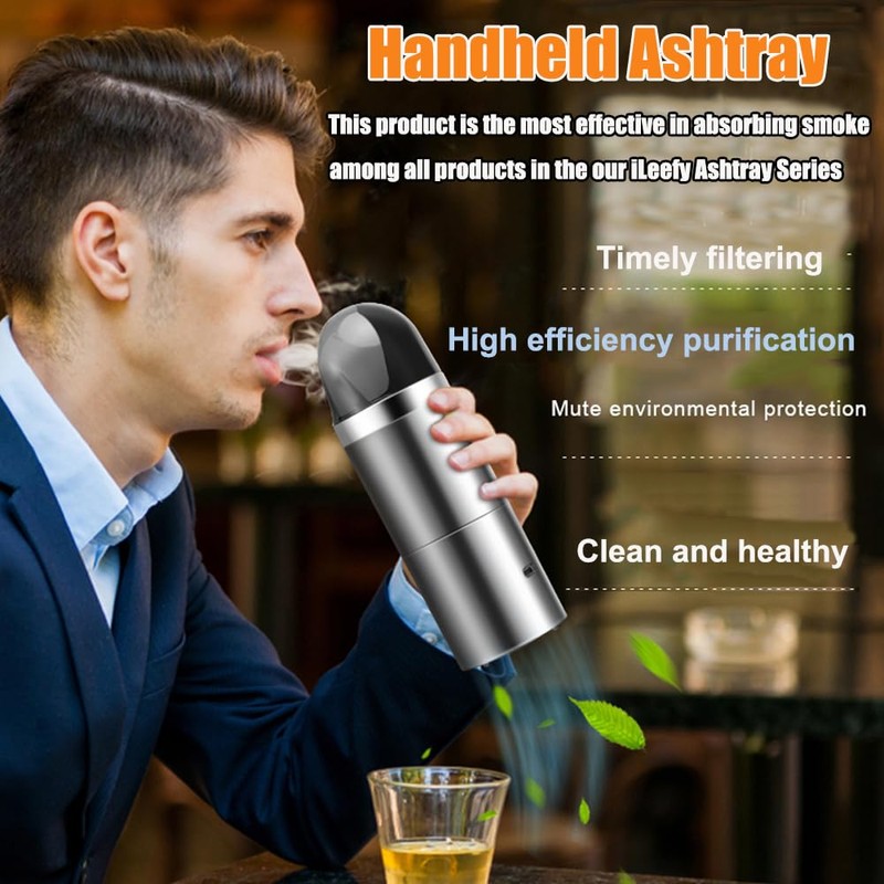 2 in 1 Handheld Multifunctional Smokeless Ashtray USB Rechargeable Ash