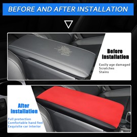 XYHGM Car Center Console Armrest Cover for Toyota Camry 2026 2025 Leather Anti-Scratch Central Arm Rest Box Lid Seat Cover Protector Cushion Saver interior Accessories(Red with Black)