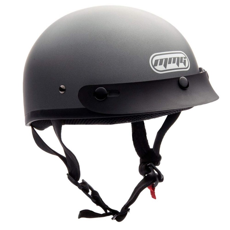 MMG Motorcycle Half Helmet Cruiser DOT Street Legal, Gray Solid