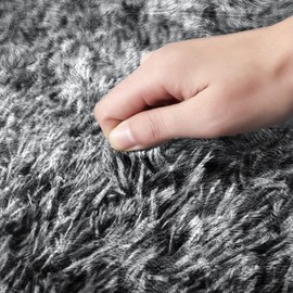 AMEHA Rugs Living Room – Fluffy Shaggy Area Rugs for Bedroom Dark Grey, Hallway Runner Anti Slip – Modern Super Soft Plush Carpet Non Shedding Easy To Clean Rug (Tye-Dye Grey, 60cm x 220cm)