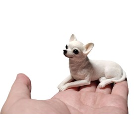 TALKLEK 1Pcs 2 inches Mini Resin Chihuahua Figurine Gifts, Mini Dog Memorial Gifts, Dog Figurines, Car Decor, Collectible Chihuahua Statue Figure Sculpture, Gifts for Chihuahua Lover (White)