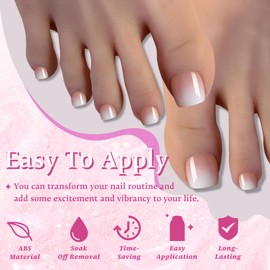 EternalClassic Acrylic Toenails Tips Short Square Toes Nails Press ons 120Pcs Gradient Toe Press on Nails Tips Press on Toe Nails Nude White False Toenails Press ons Ombre Gel X Nail Tips