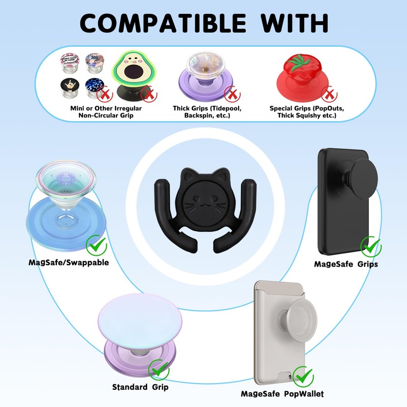 HOMEFOX Multi-Surface Holder Car Mount 1 Pack Compatible for Popsocket