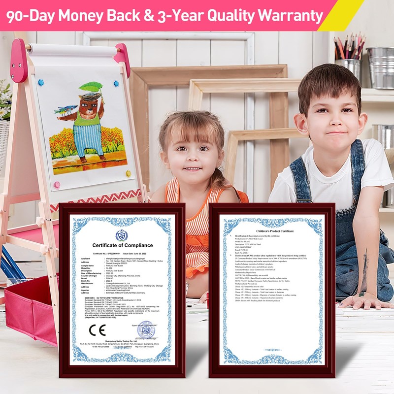 FUNLIO Anti-Warping Kids Art Easel, 3 Height Adjustable for Kids