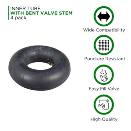 AlveyTech 3.00-4 (10" x 3) Inner Tube with Bent Valve Stem - Fits Pocket Rocket, E300 Electric Scooter, Chopper, Mini Gas Dirt Bike Replacement Parts, Go Kart Tubes, Hand Cart Trucks, Lawn Mowers (1)