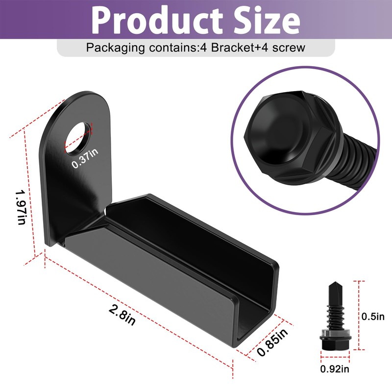 4 Pcs Fence Mounting Bracket for 1" x 1" Square