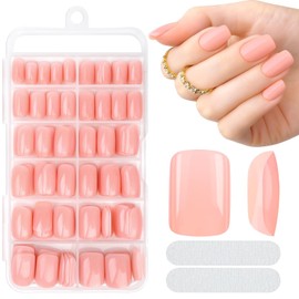 MELLIEX Press on Nails Short Square Nude Nails for Sticking 10 Sizes Acrylic False Nails Tips Set Full Cover Artificial Fingernails Pack of 240