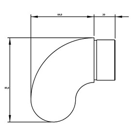90° Round End Bend for Inserting and Gluing for Pipe 42.4 x 2.0 mm