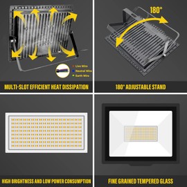Willpower 4 Pieces 100W LED Flood Lights,9000lm Outdoor Security Lights,IP66 Waterproof Outside Lamp 4000K Warm White Spot Light 110V Exterior Lighting for Yard Backyard House Court Stadium Parking