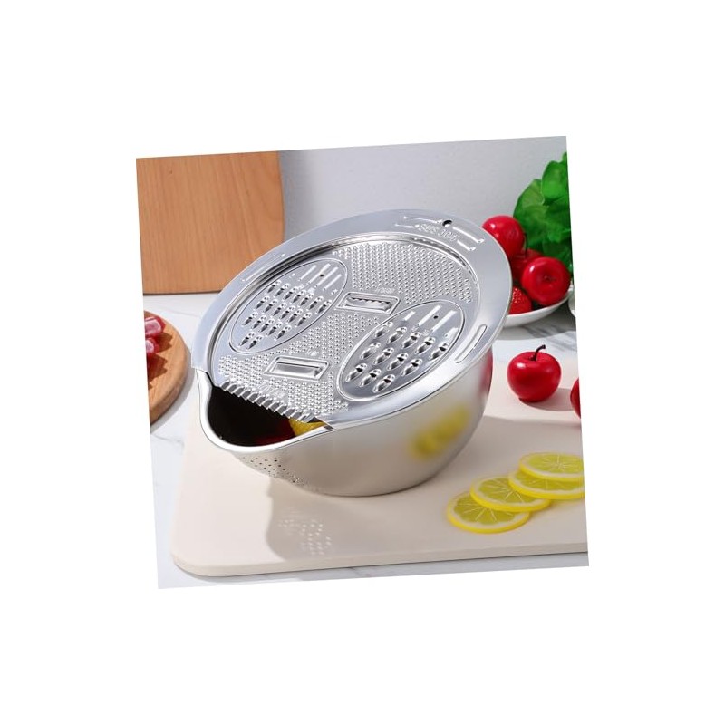 Stainless Steel Rice Washer and Strainer Bowl, Large Capacity Kitchen