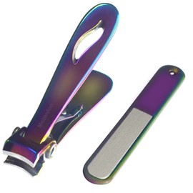 Nail Clippers for Thick Nails, Wide Jaw Toenail Clippers, Large Stainless Steel Nail Clippers Set with Nail File, Toenail Clippers for Men, Women and Pets, Multicolor