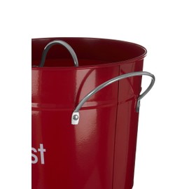 Compost Bin Made of Galvanised Steel (Powder Coated) with Zinc Handles, Plastic Inner Bucket, Red
