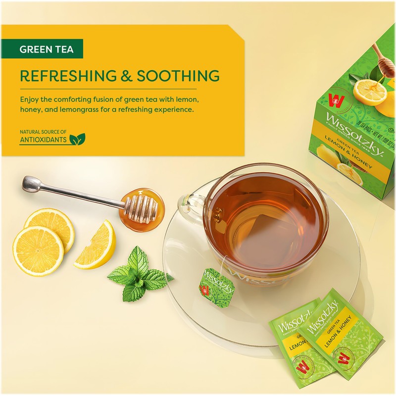 Wissotzky Lemon & Honey Green Tea, 20 Tea Bags |