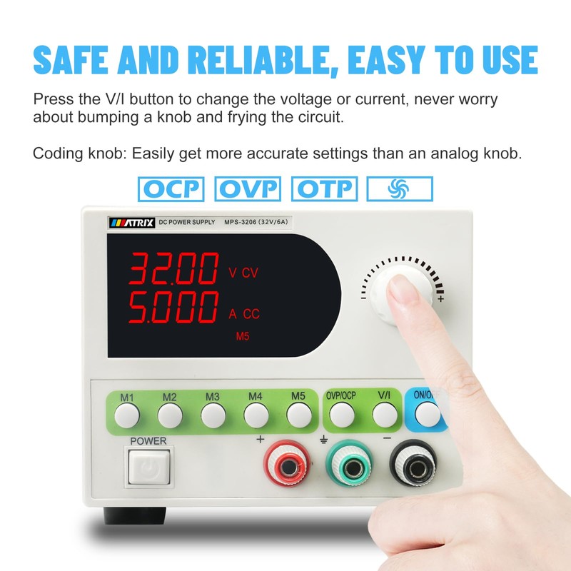 MATRIX DC Power Supply Variable, 32V 6A Adjustable Bench Power