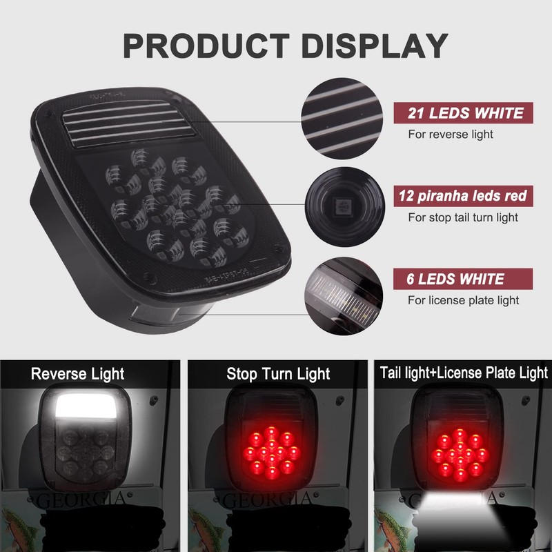 2 luces traseras universales ahumadas con 39 luces traseras de