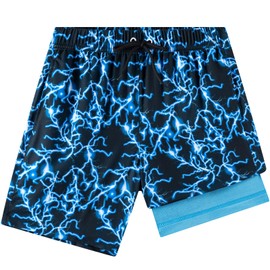 Todbiccz Boys Swim Trunks, Bathing Suit with Compression Liner, UPF 50+, Beach Shorts for 5-16 Years