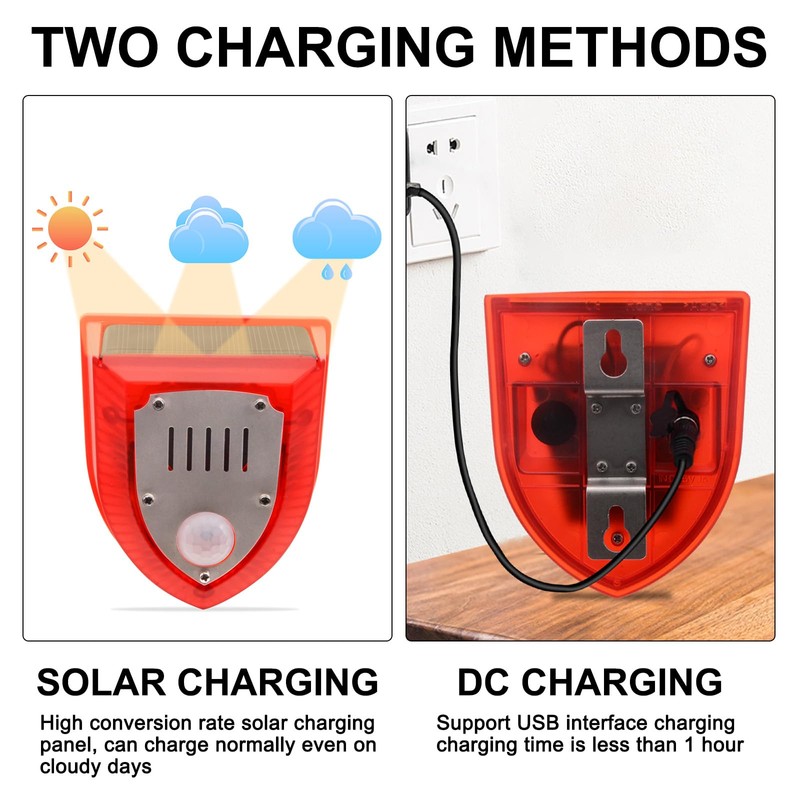 Qualirey 4 Pcs Solar Alarm Motion Detector with Sound Outdoor