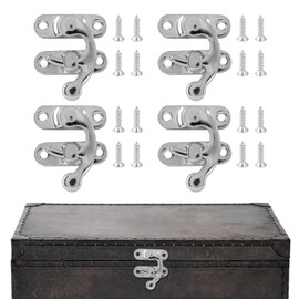 Misuyue 4pcs Mini Swing Arm Clasp Latch Vintage Silver Right Latch Hook Hasp, 26 x 23mm Lock Clasp for DIY Suitcase Toolbox Wooden Case Jewelry Box