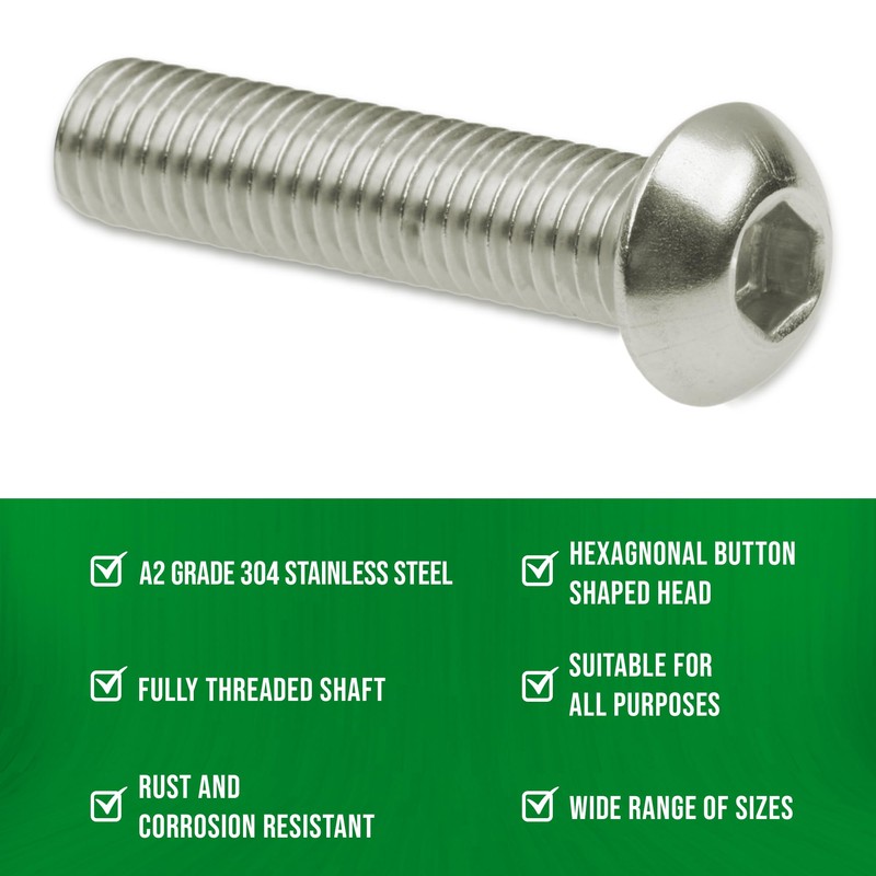 Rubigo M6 Bolts, M6 x 70mm Hex Socket Button Head