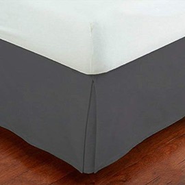 King Size Luxury Tailored Bed Skirt 14" Drop Pleated Styling Dust Ruffled Solid Charcoal/Dark Grey New