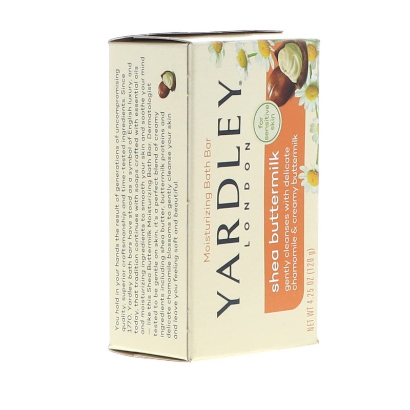 Yardley London Sensitive Skin Shea Buttermilk Bar Soap, 4.0 oz