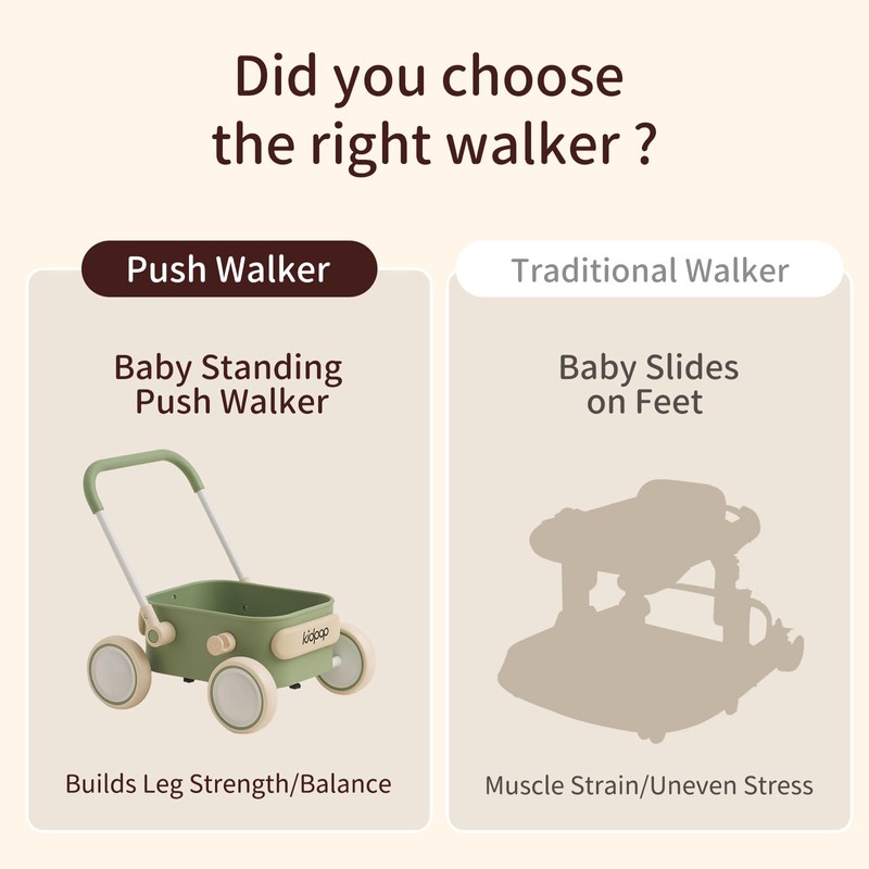 PULA Baby Push Walker with Wheels Toddler Wagon for First