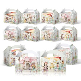 BBNEWPARTY 12Pcs Whimsical/Fairy Theme Party Favor Boxes - Rectangular, Snap Closure, Fairy Party Decorations